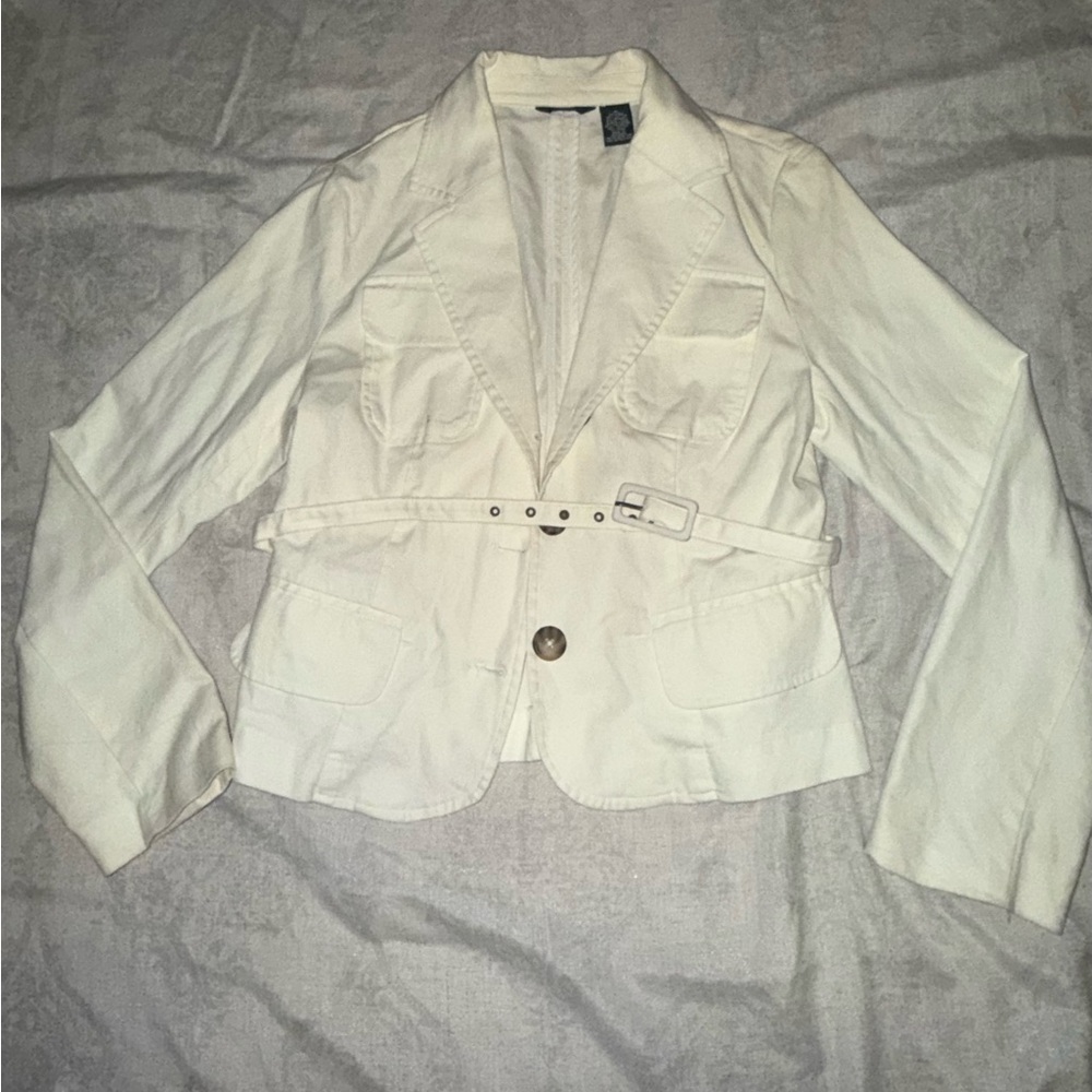 Source Unknown Cream Belted Blazer